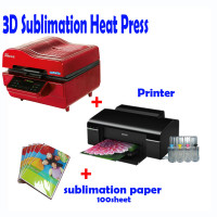 3D VACUUM DYE SUBLIMATION ink HEAT PRESS + Printer (Sublimation ink included) + Paper
