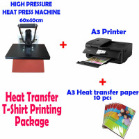 HEAT PRESS 40x60 cm + A3 Printer + T Shirt Heat Transfer paper, T Shirt Printing Package