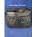 Black Shoulder Bag with white polyester Large 37x28cm