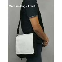 Black Shoulder Bag with white polyester Medium 26x26cm