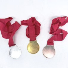 Medal with Pure Red Strap Gold, Silver, Bronze Medals Olympics Prizes Party Favor Sports