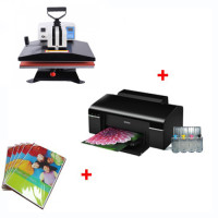 SWING AWAY HEAT PRESS MACHINE 38x38 cm + Printer (Sublimation ink included) + Sublimation paper