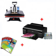 SWING AWAY HEAT PRESS MACHINE 40x60 cm + Printer (Sublimation ink included) + Sublimation paper