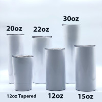Blank Stainless Steel Double wall Tumbler Mug 12oz, 15oz, 20oz, 22oz, 30oz Sizes for Sublimation Printing