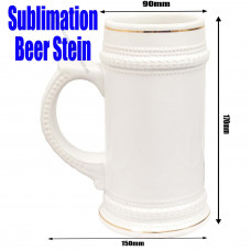 German Beer Stein with Gold Rim for Dye Sublimation - 22oz - Dishwasher Proof