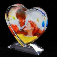 Sublimation ink Glass Crystal Photo Block stand Trophy Plaque Heat Press heart BXP13