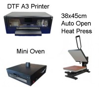 DTF XP600 Single Head A3 Printer + Mini Film Oven Heater Powder Dryer + 38X45 Auto Open Heat Press