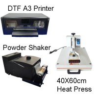 DTF XP600 Single Head A3 Printer + Powder Shaker and Oven Fully Auto All in One + 40x60 Heat Press