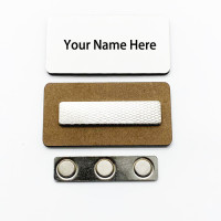 Blank MDF Name Tag Sign Badge with Magnetic Plate for Sublimation Heat Transfer Printing