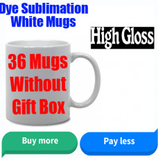 WHITE MUGS 36 PCS Dish Washer Safe for heat press sublimation ink -- without gift box