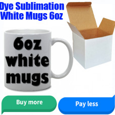 WHITE MUGS 6oz with gift box, DYE SUBLIMATION INK heat press