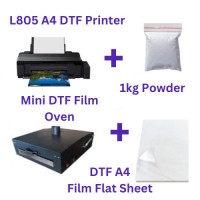 Epson L805 A4 Printer Starter Package with DTF Ink + Mini Oven + 1kg Powder + A4 Flat Sheet