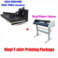 Vinyl T shirt printing package, Plotter 730mm + HEAT PRESS 40x60cm