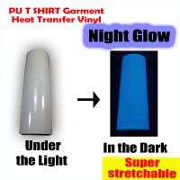 PU T-SHIRT GARMENT NIGHT Cold Blue GLOW VINYL HEAT PRESS TRANSFER FILM ROLL 1m x 50cm DL08